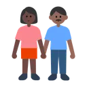 Woman and Man Holding Hands: Dark Skin Tone, Medium-Dark Skin Tone
