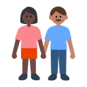 Woman and Man Holding Hands: Dark Skin Tone, Medium Skin Tone