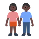 Woman and Man Holding Hands: Dark Skin Tone
