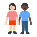 Woman and Man Holding Hands: Light Skin Tone, Dark Skin Tone