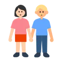Woman and Man Holding Hands: Light Skin Tone, Medium-Light Skin Tone