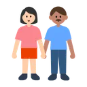 Woman and Man Holding Hands: Light Skin Tone, Medium Skin Tone