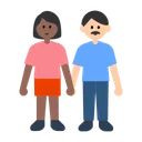 Woman and Man Holding Hands: Medium-Dark Skin Tone, Light Skin Tone