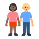 Woman and Man Holding Hands: Medium-Dark Skin Tone, Medium-Light Skin Tone