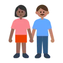 Woman and Man Holding Hands: Medium-Dark Skin Tone, Medium Skin Tone