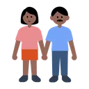 Woman and Man Holding Hands: Medium-Dark Skin Tone