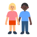 Woman and Man Holding Hands: Medium-Light Skin Tone, Dark Skin Tone
