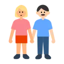 Woman and Man Holding Hands: Medium-Light Skin Tone, Light Skin Tone