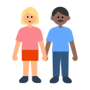 Woman and Man Holding Hands: Medium-Light Skin Tone, Medium-Dark Skin Tone