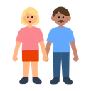 Woman and Man Holding Hands: Medium-Light Skin Tone, Medium Skin Tone