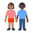 Woman and Man Holding Hands: Medium Skin Tone, Dark Skin Tone