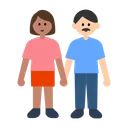 Woman and Man Holding Hands: Medium Skin Tone, Light Skin Tone