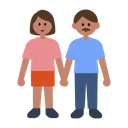 Woman and Man Holding Hands: Medium Skin Tone, Medium-Dark Skin Tone
