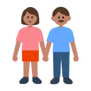 Woman and Man Holding Hands: Medium Skin Tone