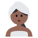 Woman in Steamy Room: Medium-Dark Skin Tone