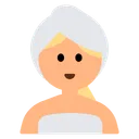 Woman in Steamy Room: Medium-Light Skin Tone