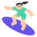 Woman Surfing: Light Skin Tone