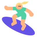 Woman Surfing: Medium-Light Skin Tone