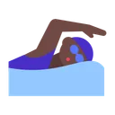 Woman Swimming: Dark Skin Tone