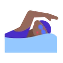 Woman Swimming: Medium-Dark Skin Tone