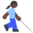 Woman with White Cane: Dark Skin Tone