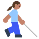 Woman with White Cane: Medium Skin Tone