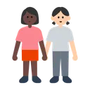 Women Holding Hands: Dark Skin Tone, Light Skin Tone