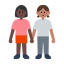 Women Holding Hands: Dark Skin Tone, Medium Skin Tone