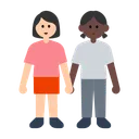 Women Holding Hands: Light Skin Tone, Dark Skin Tone