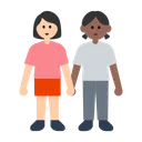 Women Holding Hands: Light Skin Tone, Medium-Dark Skin Tone