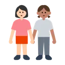 Women Holding Hands: Light Skin Tone, Medium Skin Tone