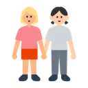 Women Holding Hands: Medium-Light Skin Tone, Light Skin Tone