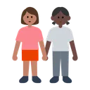 Women Holding Hands: Medium Skin Tone, Dark Skin Tone