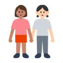 Women Holding Hands: Medium Skin Tone, Light Skin Tone