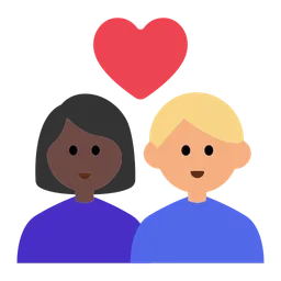 Couple with Heart: Woman, Man, Dark Skin Tone, Medium-Light Skin Tone — Toss Face