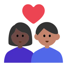 Couple with Heart: Woman, Man, Dark Skin Tone, Medium Skin Tone — Toss Face
