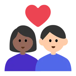 Couple with Heart: Woman, Man, Medium-Dark Skin Tone, Light Skin Tone — Toss Face