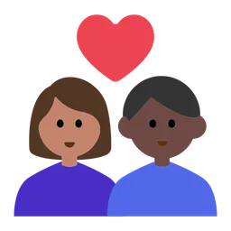 Couple with Heart: Woman, Man, Medium Skin Tone, Dark Skin Tone — Toss Face