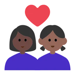 Couple with Heart: Woman, Woman, Dark Skin Tone, Medium-Dark Skin Tone — Toss Face