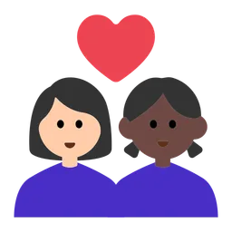 Couple with Heart: Woman, Woman, Light Skin Tone, Dark Skin Tone — Toss Face