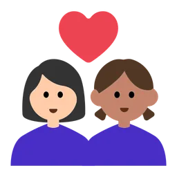 Couple with Heart: Woman, Woman, Light Skin Tone, Medium Skin Tone — Toss Face