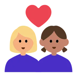 Couple with Heart: Woman, Woman, Medium-Light Skin Tone, Medium Skin Tone — Toss Face