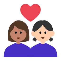 Couple with Heart: Woman, Woman, Medium Skin Tone, Light Skin Tone — Toss Face