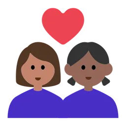 Couple with Heart: Woman, Woman, Medium Skin Tone, Medium-Dark Skin Tone — Toss Face