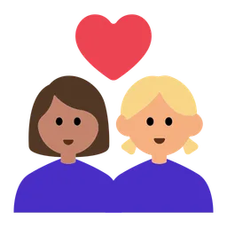 Couple with Heart: Woman, Woman, Medium Skin Tone, Medium-Light Skin Tone — Toss Face