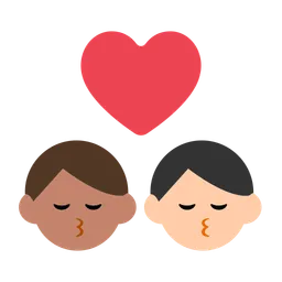 Kiss: Man, Man, Medium Skin Tone, Light Skin Tone — Toss Face