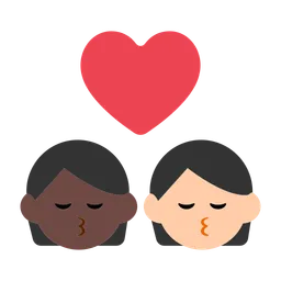 Kiss: Person, Person, Dark Skin Tone, Light Skin Tone — Toss Face