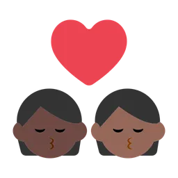 Kiss: Person, Person, Dark Skin Tone, Medium-Dark Skin Tone — Toss Face