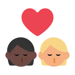 Kiss: Person, Person, Dark Skin Tone, Medium-Light Skin Tone — Toss Face