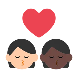 Kiss: Person, Person, Light Skin Tone, Dark Skin Tone — Toss Face